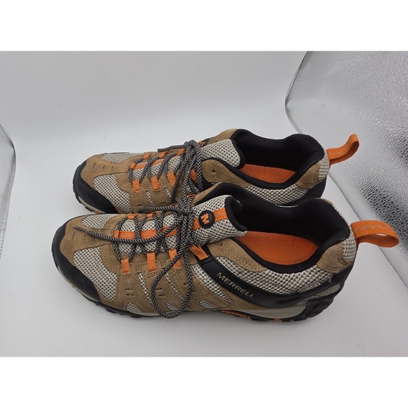 Merrell Men\'s Accentor Low Suede Trail Hiking Shoes Otter / Burnt Orange Sz 11.5